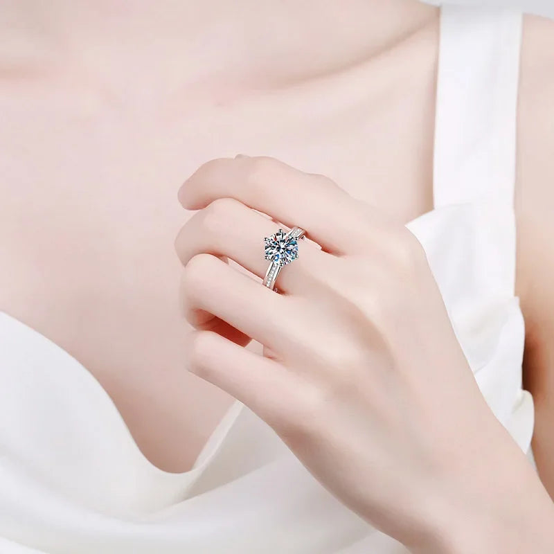 Engagement Rings 18K White Gold Women Wedding Band 3 Carat VVS1 D Color Moissanite Diamond Girlfriend Birthday Gift Fine Jewelry