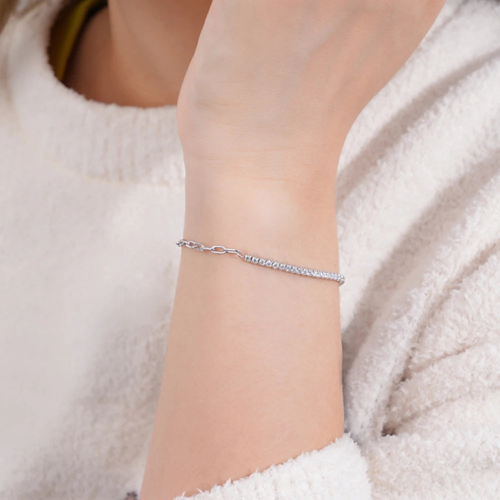 Moissanite Tennis Bracelet for Women 2mm  Luxury 925 Sterling Silver Tennis Chain Bracelet 2024 Trendy Accessories Jewelry Gifts
