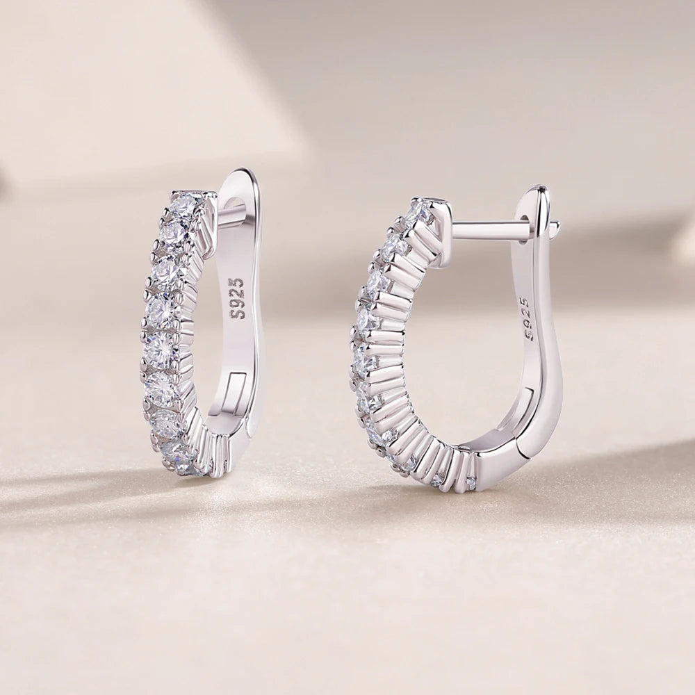 18K Plated Moissanite Earrings for Women Original Certified 925 Sterling Silver Hoop Earrings Minimalist Trendy Piercing Jewelry