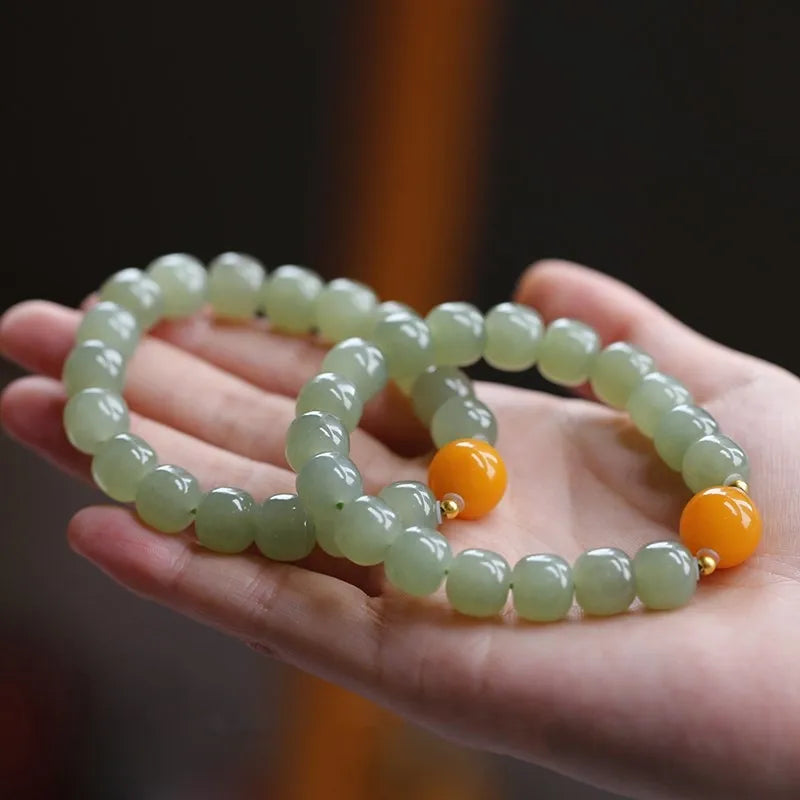 Natural Hetian Green Jade Bracelets