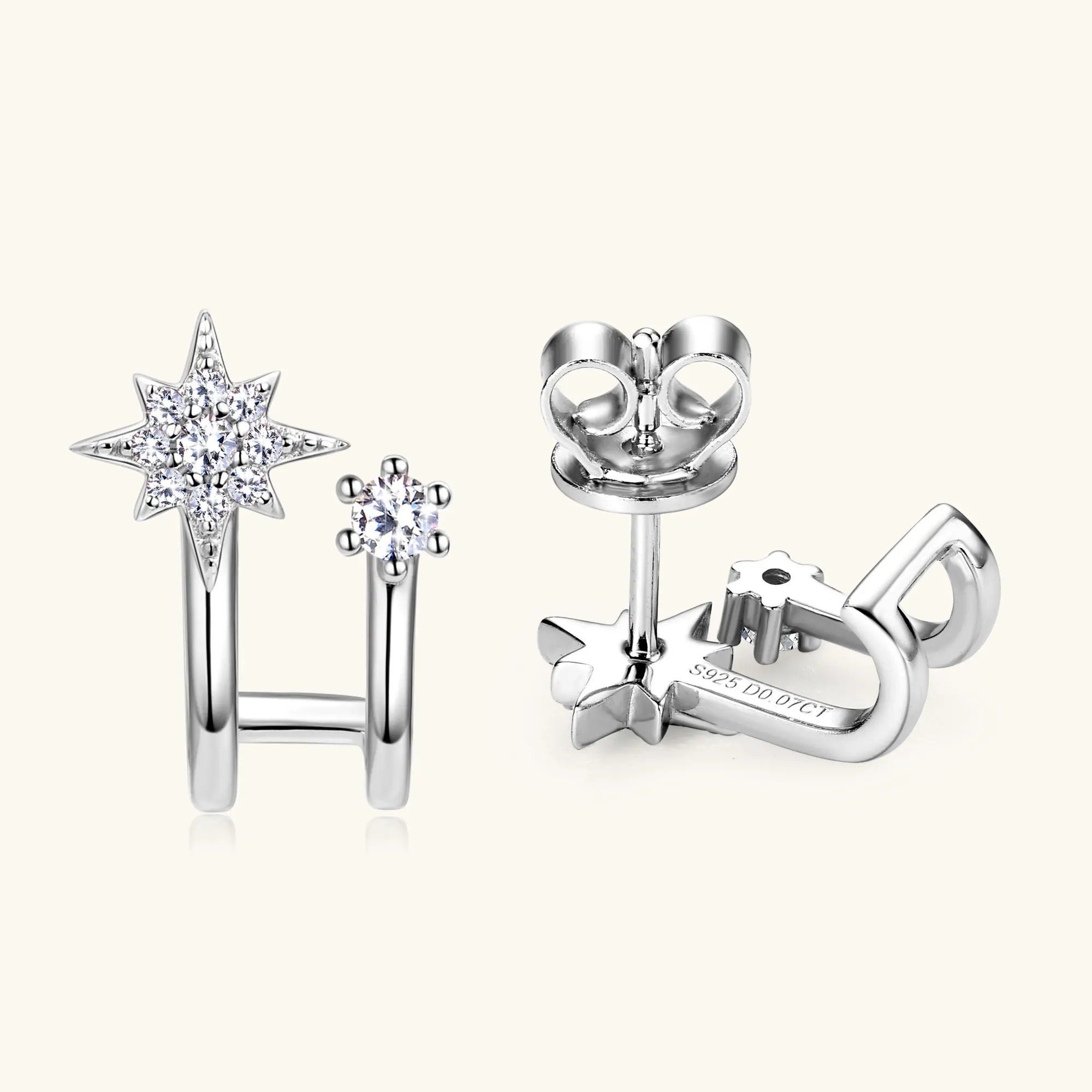 14K Gold Plated S925 Sterling Silver Moissanite Earrings for Women Dainty Star Piercing Ear Studs Earring Lady Jewelry aretes