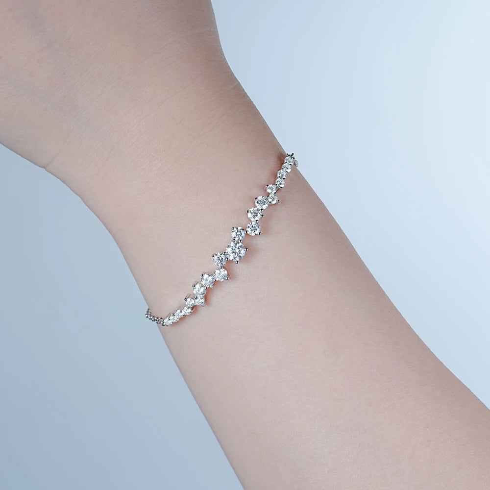 All Moissanite Bracelet D VVS1 for Women 925 Silver Certified Double Chain Bracelets Plated 18k Dainty Jewelry Gift