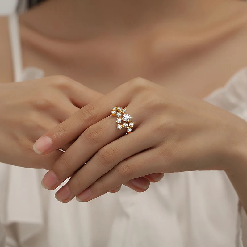 Full Moissanite Ring Woman Infinity Trend Jewelry For Engagement 1.5ct