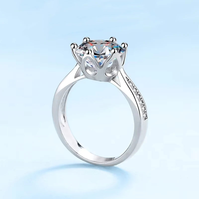 Jewelry 18K White Gold 3 Carat VVS D Color Moissanite Diamond Engagement Ring Women Wedding Anniversary Day Gift Rings For Her