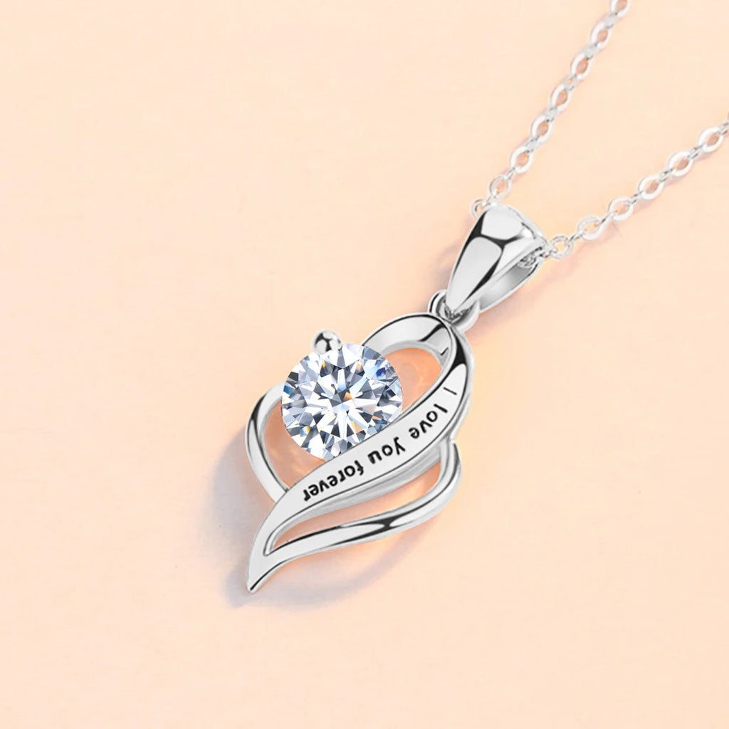 Moissanite Necklace 1 Carat Valentine Gift I Love You Forever