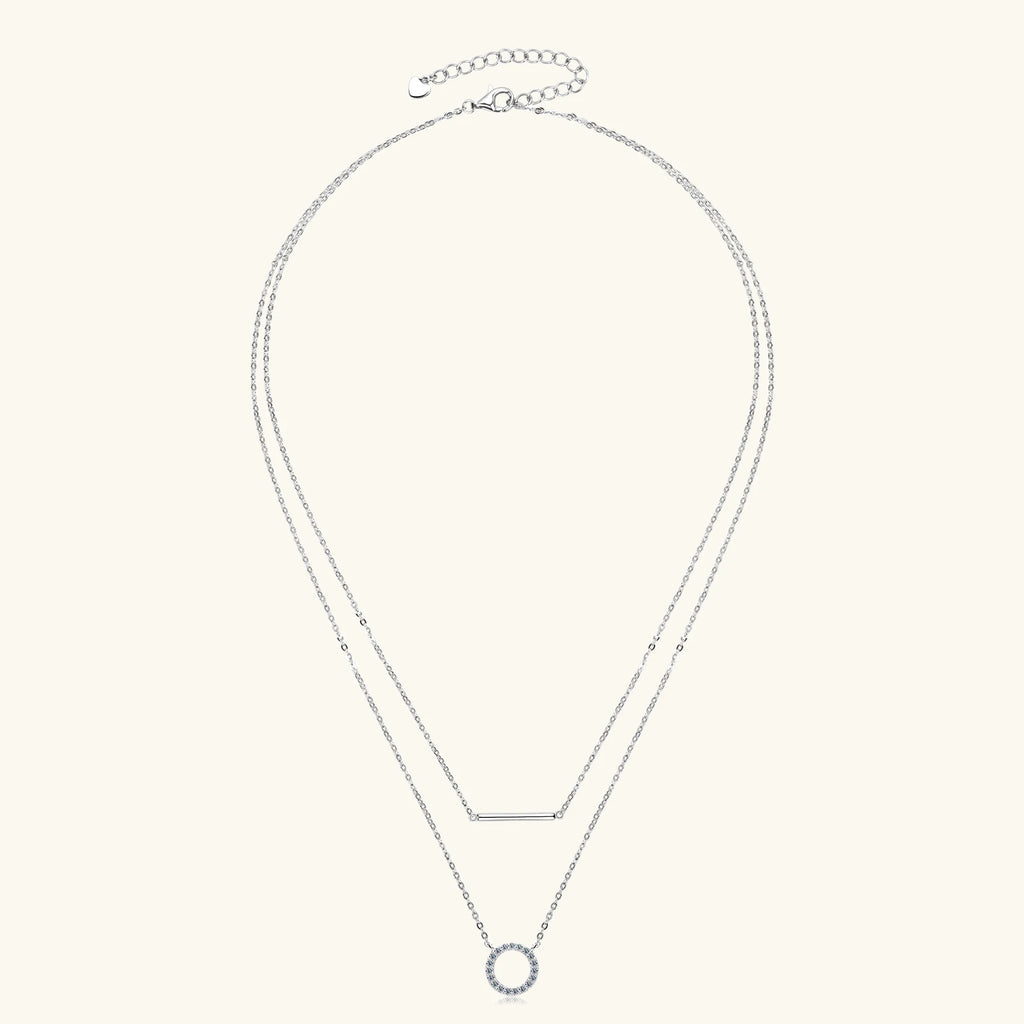 Dainty 1.5mm Moissanite Necklace for Women 14K Gold/Sterling Silver Plated Double Layer Chain Trendy Jewelry Gifts