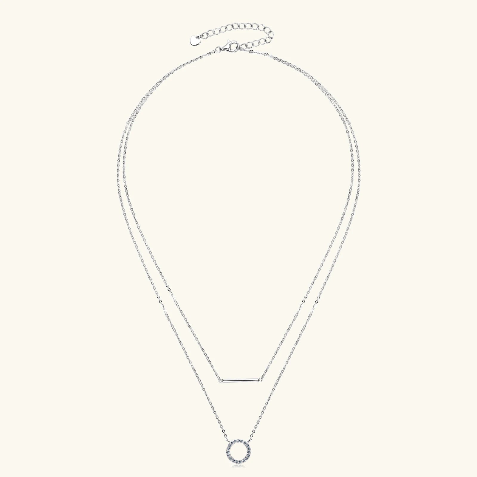 Dainty 1.5mm Moissanite Necklace for Women 14K Gold/Sterling Silver Plated Double Layer Chain Trendy Jewelry Gifts