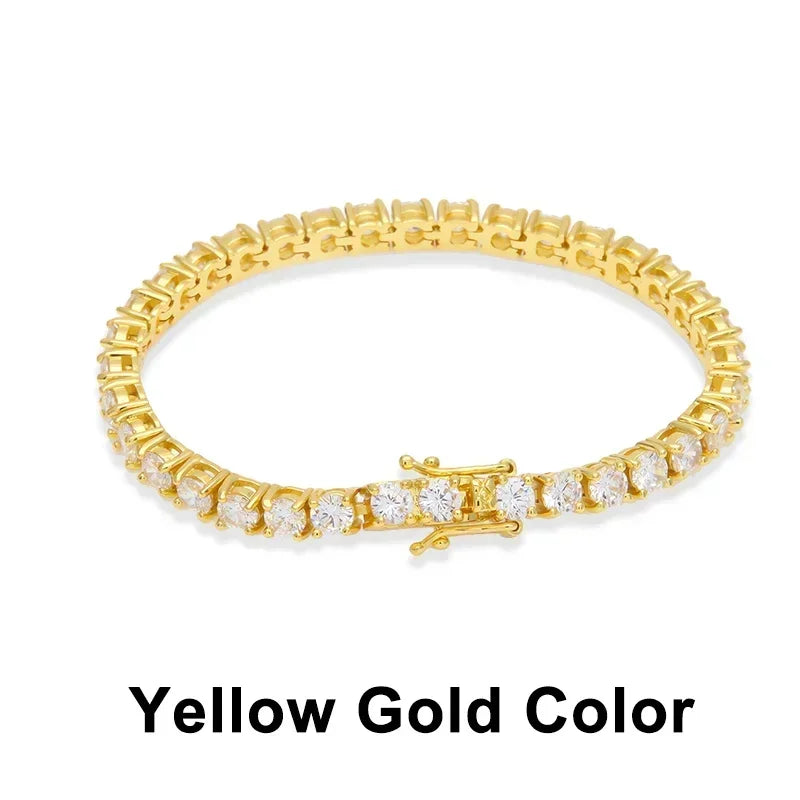 Moissanite Tennis Bracelet 3mm 4mm 925 Sterling Silver with White Gold Plated Pass Diamond Tester Bracelets for Women Men