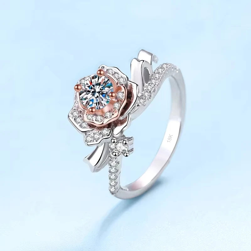 Girl Friend Birthday Gift 18K White Gold Women Wedding Band 0.5CT Moissanite Diamond PT950 Platinum Valentine's Day Lady Rings