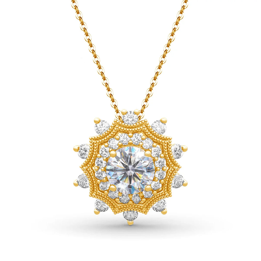 Moissanite Necklace Pendant Solid Sterling Silver 925 Jewelry Round 6.5mm 1ct