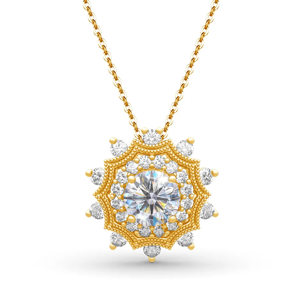 Moissanite Necklace Pendant Solid Sterling Silver 925 Jewelry Round 6.5mm 1ct