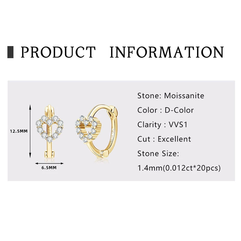 Moissanite Hoop Earring For Women 925 Sterling Silver