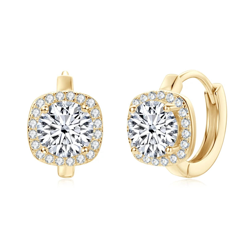 Trendy Ice Out Moissanite Diamond Earring 925 Sterling Silver Hoop Earrings