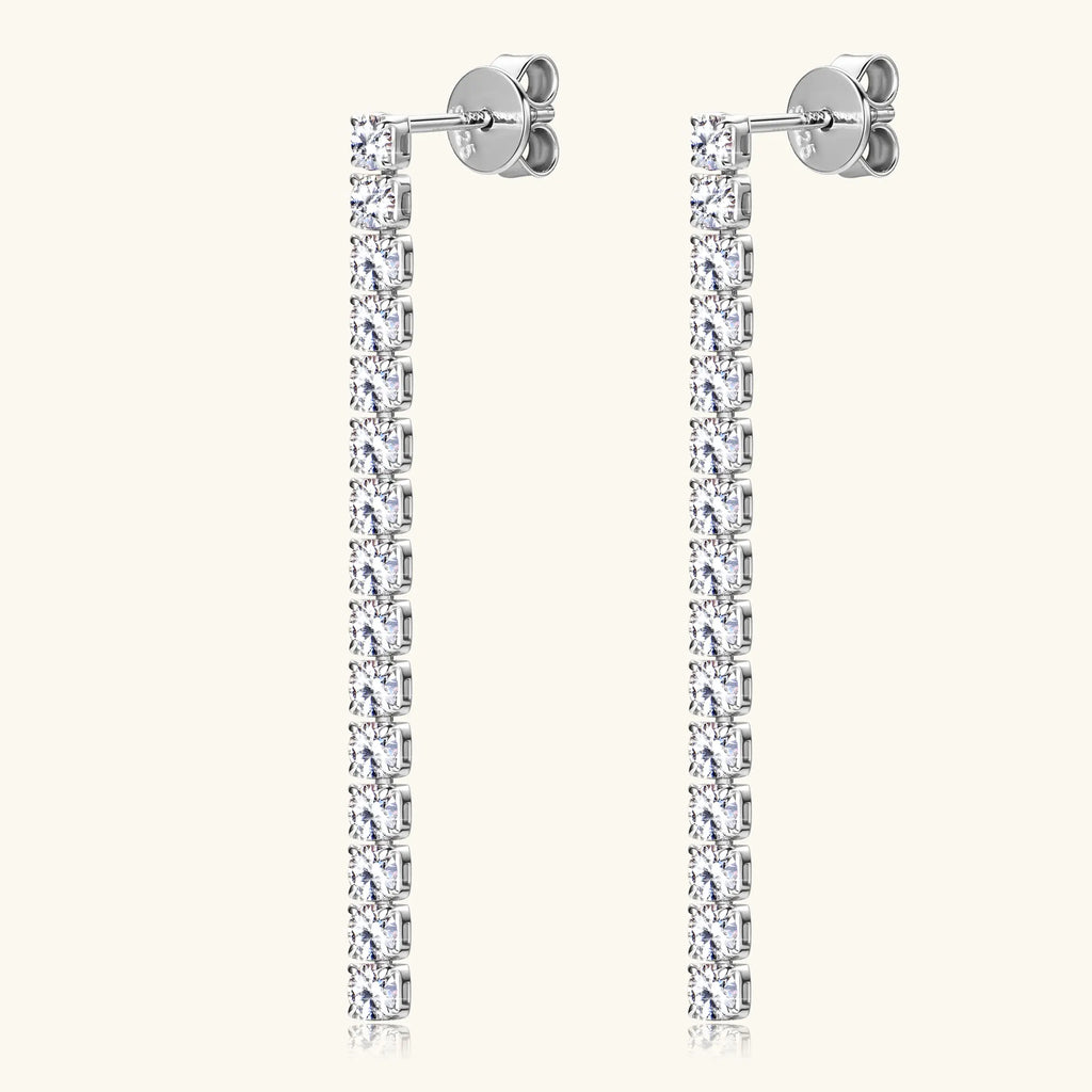 Dangle Earrings 925 Sterling Silver Gold Silver Color Long Tassel Drop Earring for Women 2.5mm Moissanite Party Wedding  Jewelry
