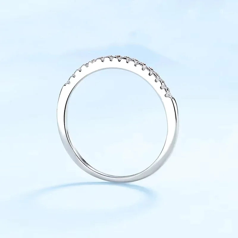 Women 18K White Gold Rings Girl Engagement 0.15CT Moissanite Diamond Daughter Birthday Gift PT950 Platinum Valentine's Day Party