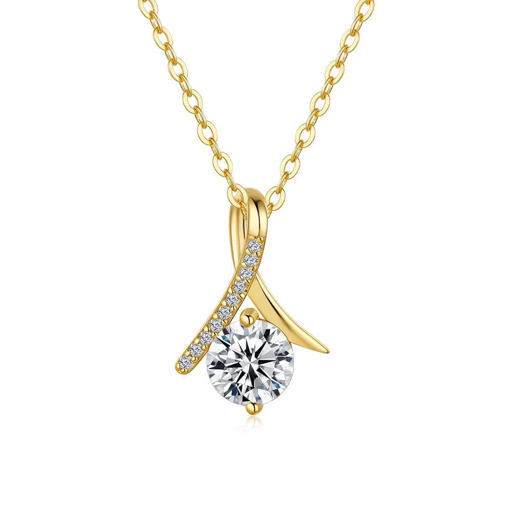 Irregular Geometric Pendant 1ct Diamond Moissanite Necklace for Women 14K Gold Premium Wedding Fine Jewelry Gift