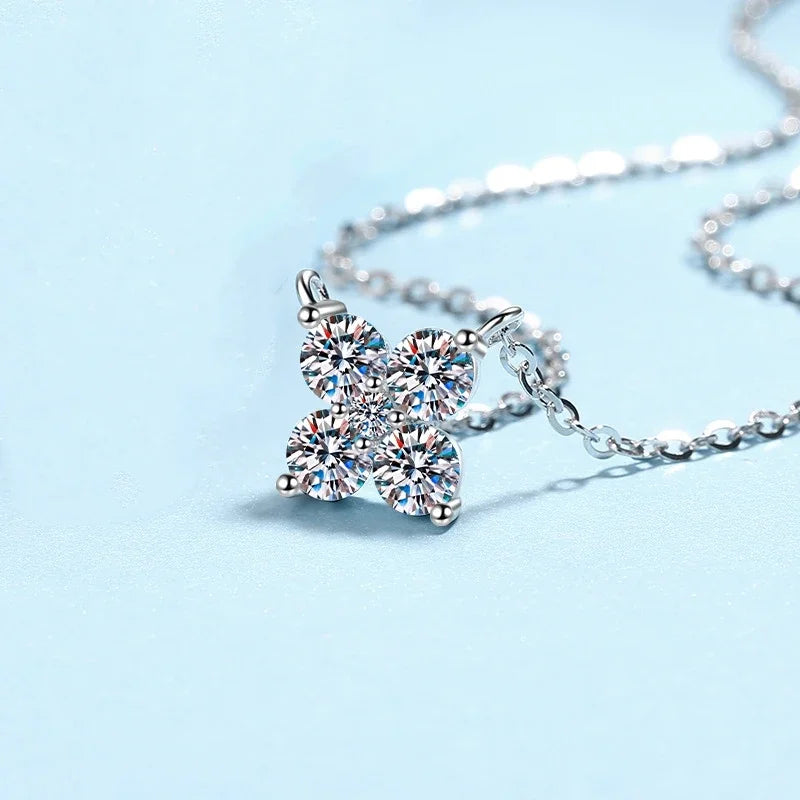 Women Valentine's Day 18K White Gold Girl Necklaces 1.26CT Moissanite Diamond Wedding PT950 Platinum Fine Jewelry Birthday Gift