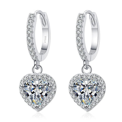 2ct Heart Moissanite Drop Earring