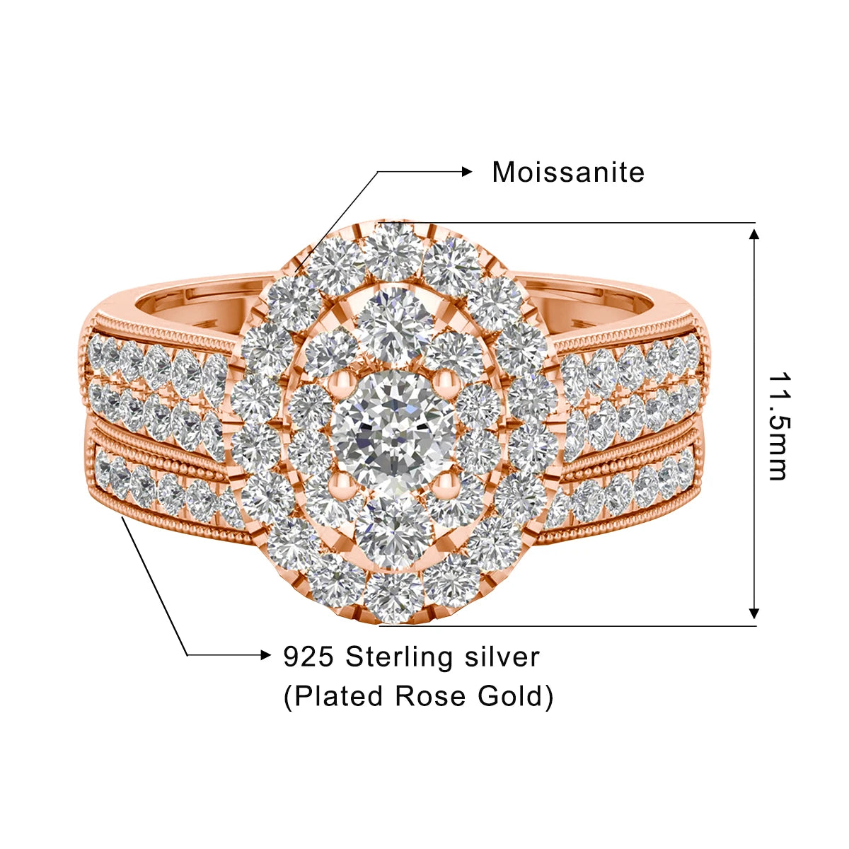 Moissanite Engagement Rings Set Bridal Jewelry 2PCS