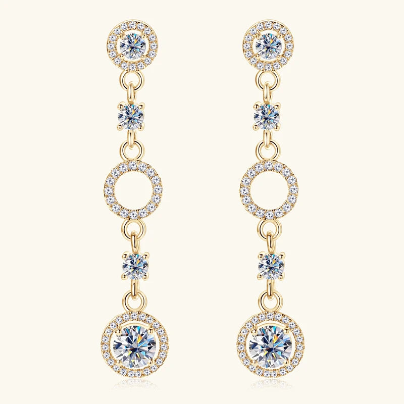 925 Sterling Silver Chain Tassel Earring D Color 2.0CTTW Moissanite