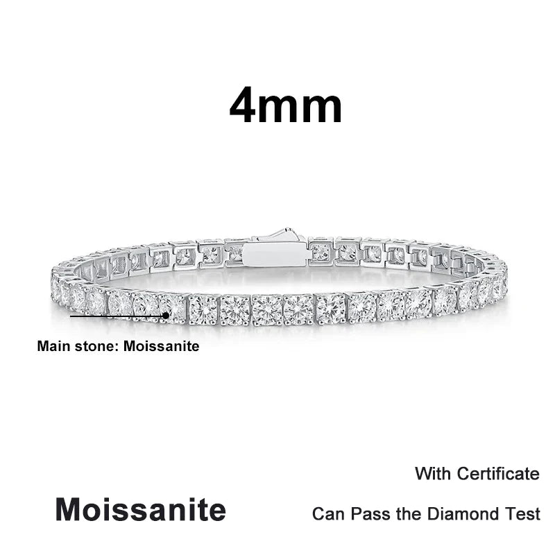 Moissanite Tennis Bracelet Original s925 Sterling Silver 3mm 4mm 5mm 6.5mm Lab Diamond Bracelets for Women Men Chains