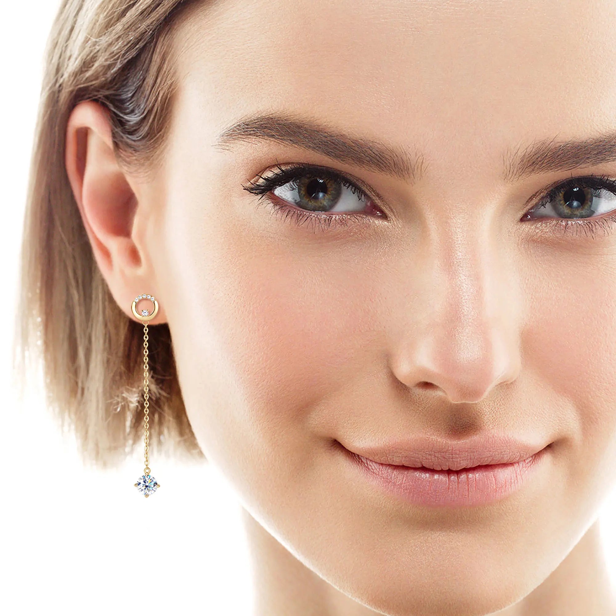 1CT Moissanite Dangle Earrings for Women S925 Sterling Silver Plated 18k Gold Long Tassel Drop Earring Wedding Jewelry