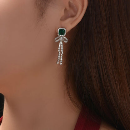 Tassel Stud Earrings Created Moissanite