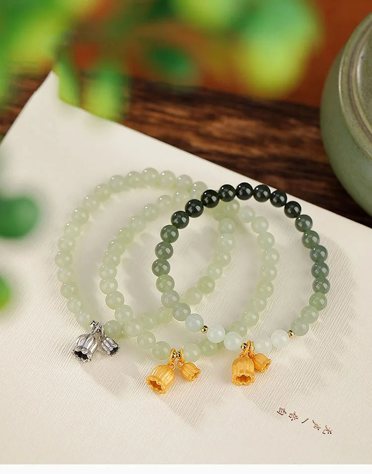 Retro National Style Hand String Beads Bracelets Hotan Jade Green