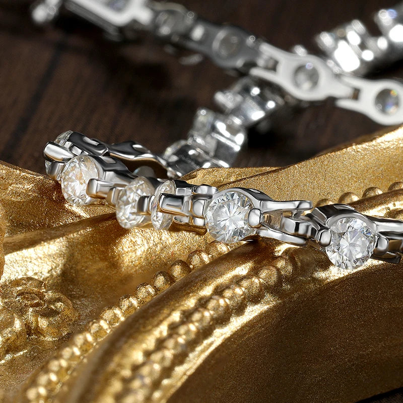 Moissanite Tennis Bracelet Solid s925 Sterling Silver Plated 18k White Gold 3mm D VVS1