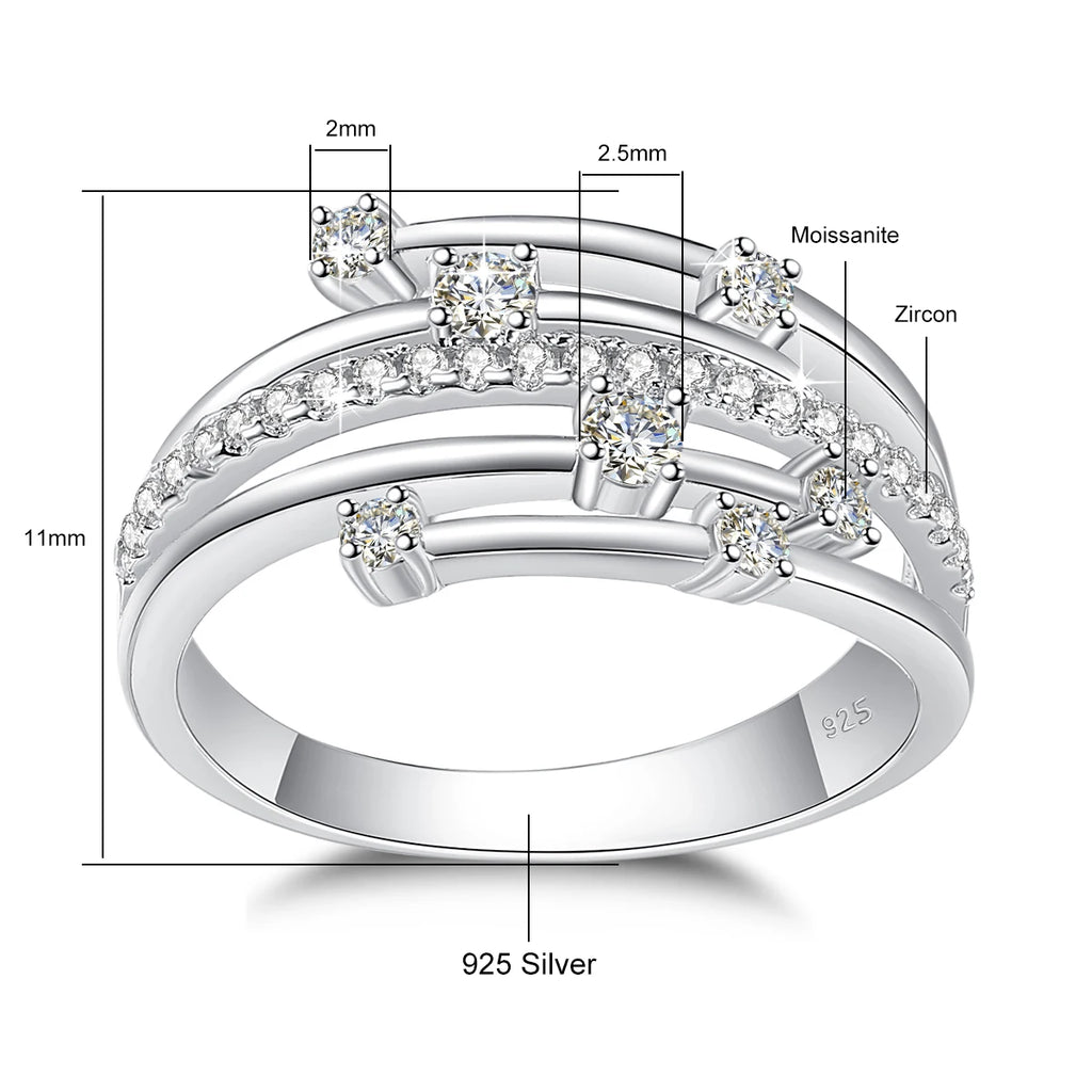 Moissanite Ring Eternity Wedding Band Solid 925 Silver