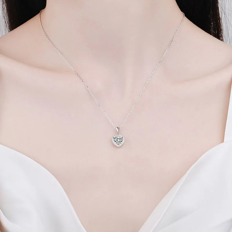 Moissanite Diamond Heart Pendant Necklace