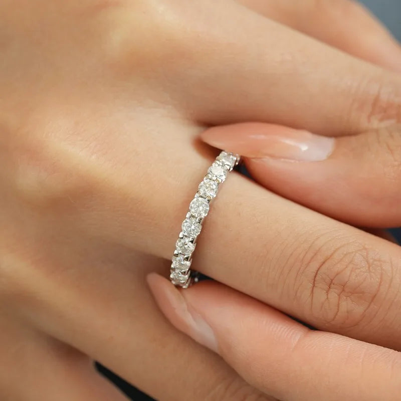 Party Fine Jewelry 18K White Gold Girl Valentine's Day Rings 0.1CT Moissanite Diamond Women Birthday Gift PT950 Platinum Wedding