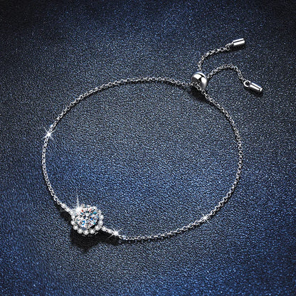 1CT  Moissanite Diamond Flower Bracelet Bangle