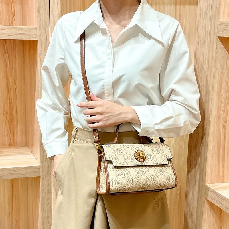 crossbody small square Women's handbag genuine leather luxury bag