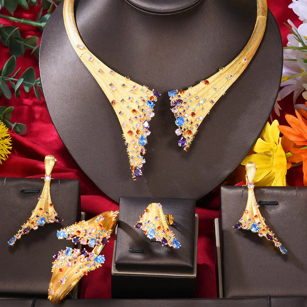 4pcs African Dubai Jewelry Sets for Weddings