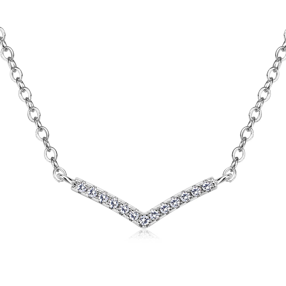 925 Sterling Silver Moissanite V-shaped Necklaces For Women 18K White/Yellow Gold Plated Choker Necklace Dainty Jewelry Gifts