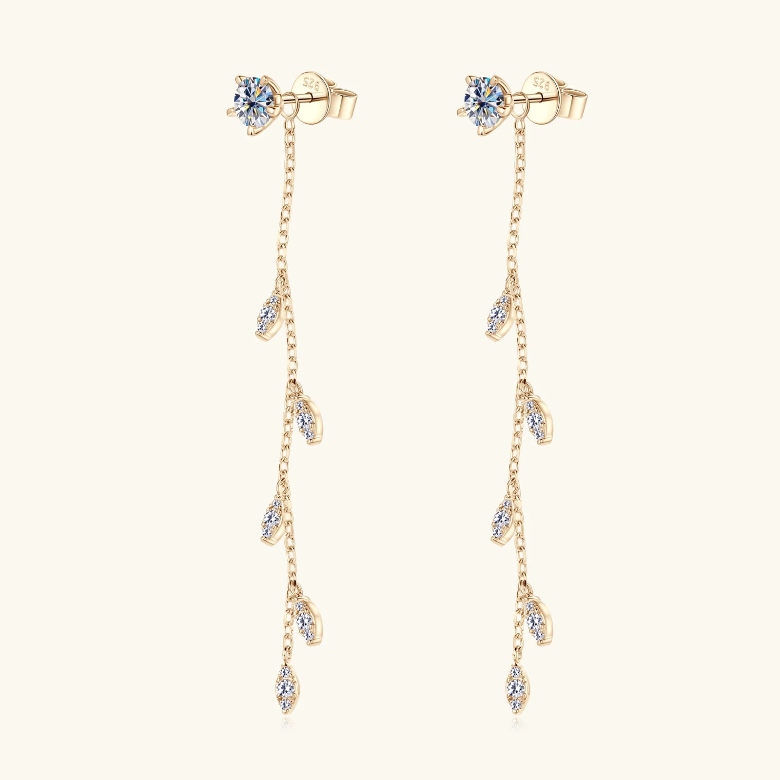 Long Tassel All Moissanite Drop Earrings for Women GRA Certified D VVS1 Lab Diamond 925 Sterling Silver Dangle Earring