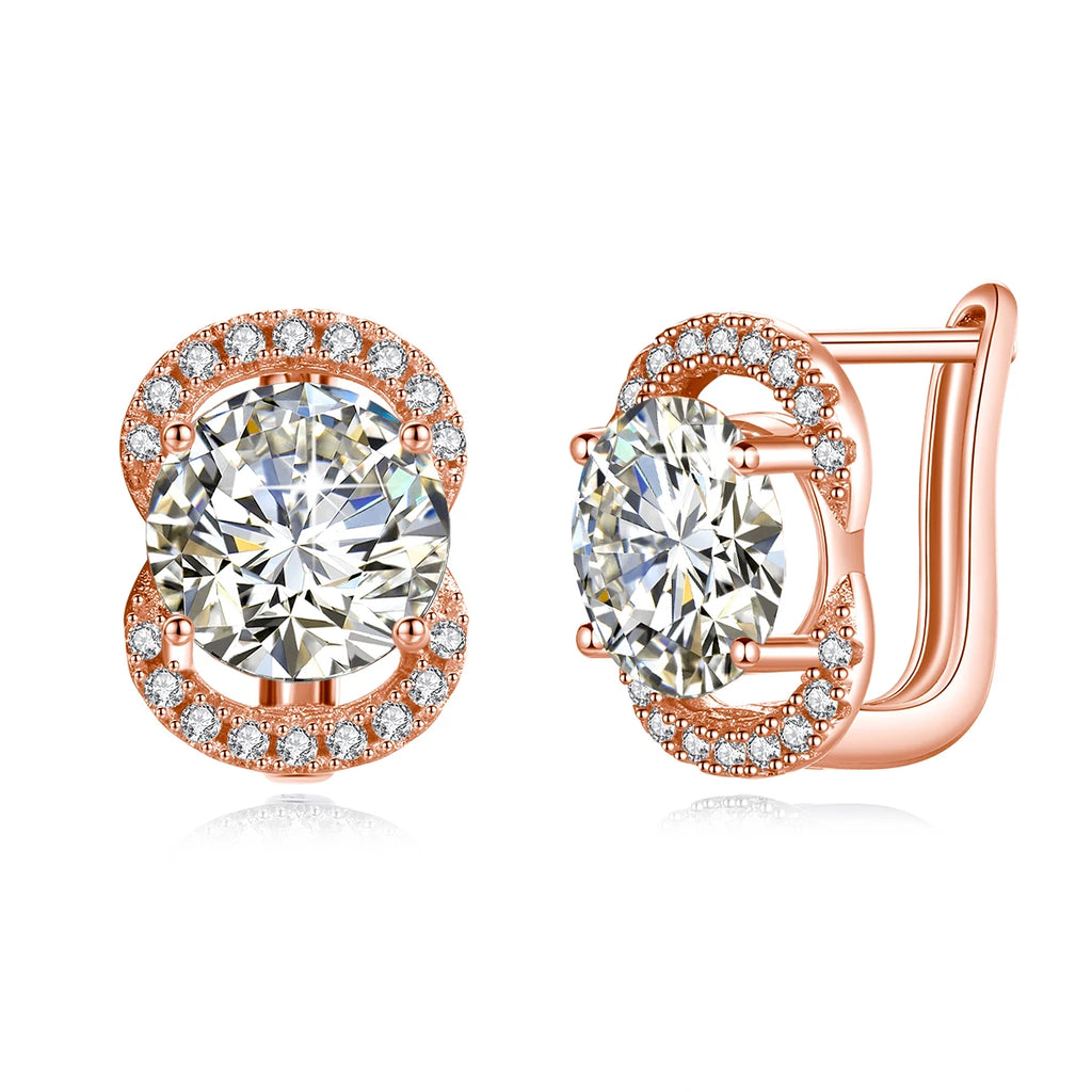 Moissanite Earrings Studs With Certificate 100% Sterling Silver 925 4ct 8mm