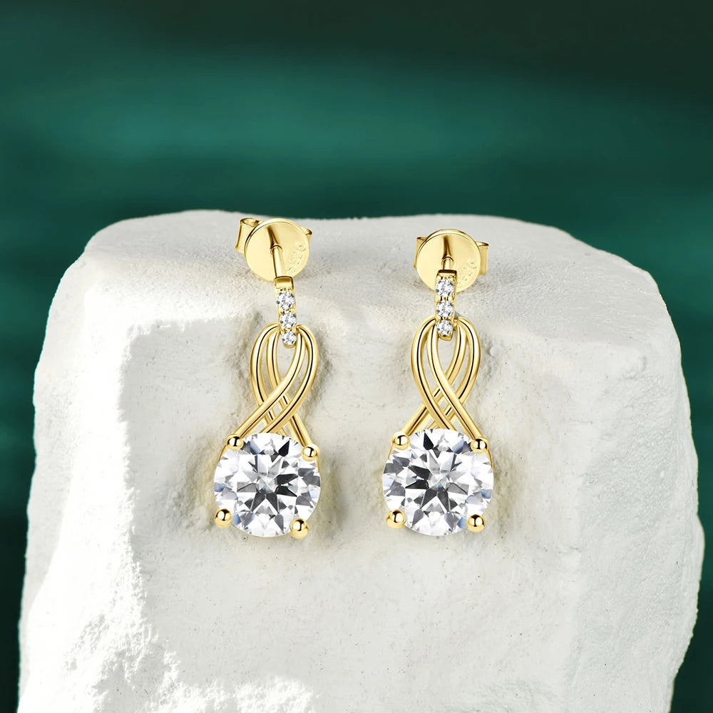 Drop Earrings for Women Sparkling Brilliant cut S925 Sterling Silver Plated 18k Wedding  Jewelry GRA 2cttw Moissanite
