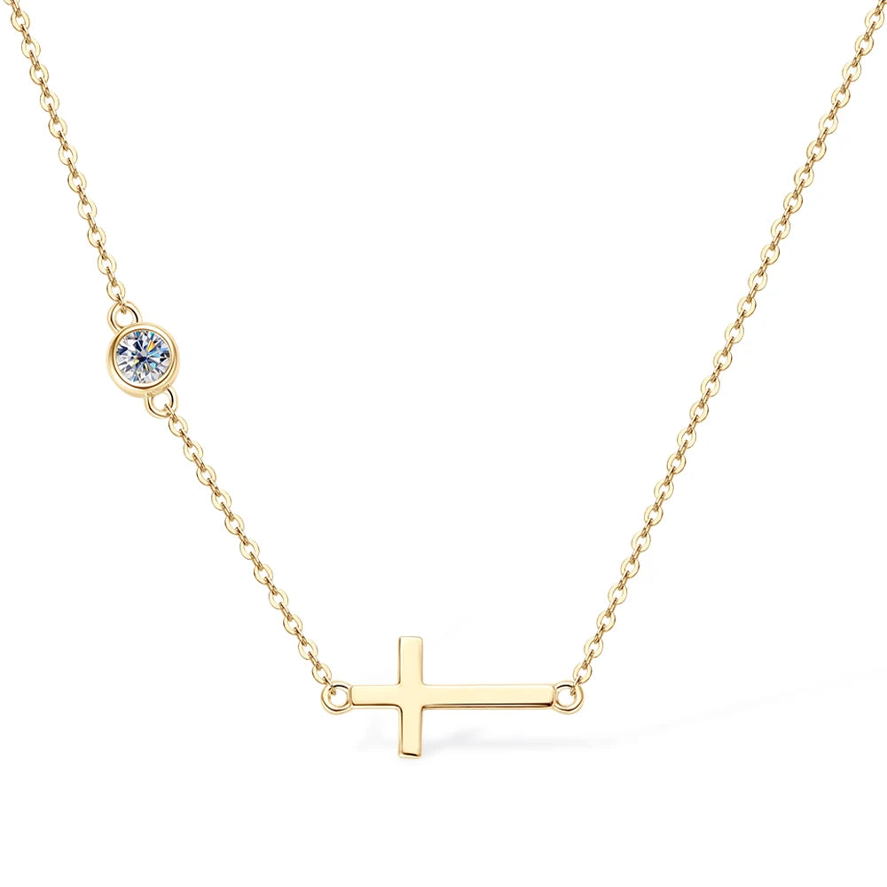 Moissanite Bracelets With Certificate 925 Sterling Silver 4MM Adjustable Chain Cross Bracelet for Women Plated 18k Jewelry Gift