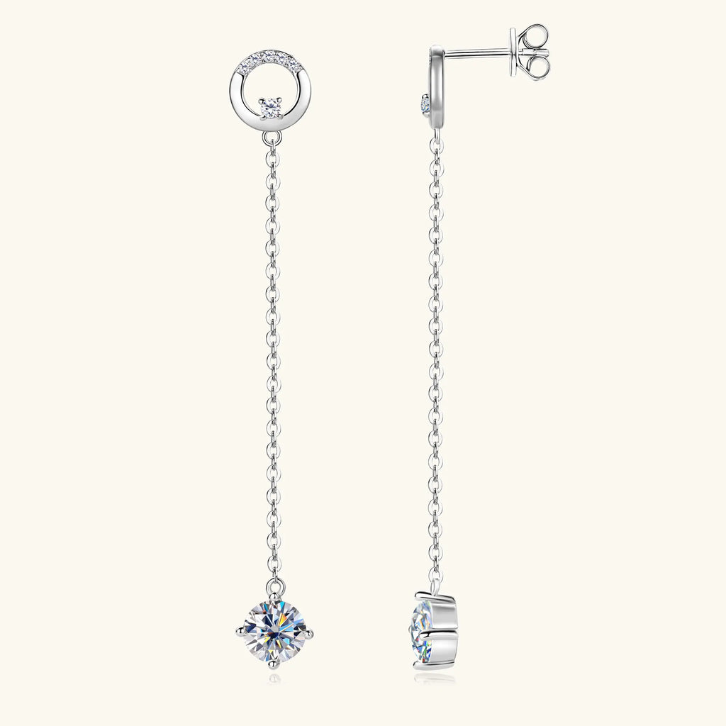 1CT Moissanite Dangle Earrings for Women S925 Sterling Silver Plated 18k Gold Long Tassel Drop Earring Wedding Jewelry
