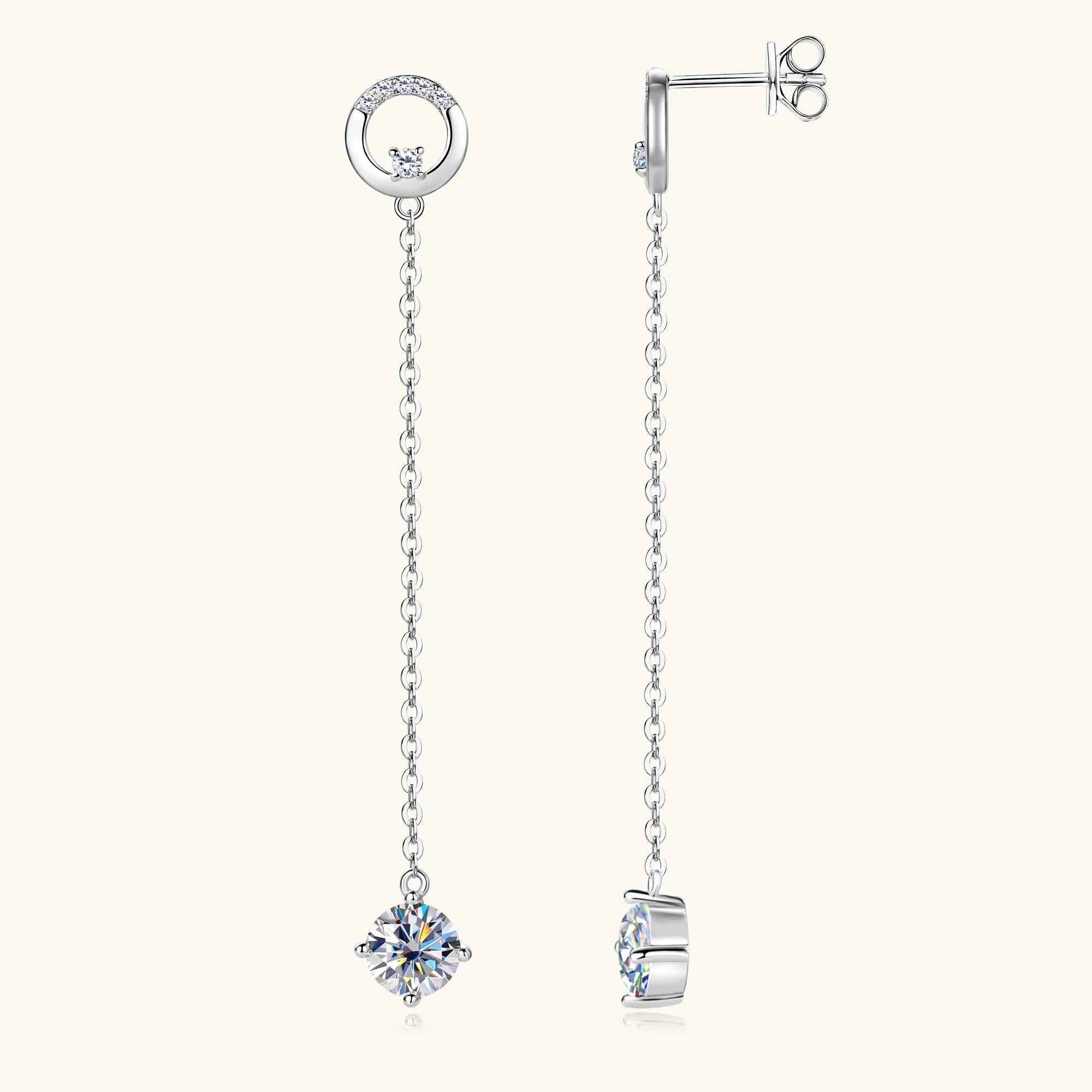 1CT Moissanite Dangle Earrings for Women S925 Sterling Silver Plated 18k Gold Long Tassel Drop Earring Wedding Jewelry