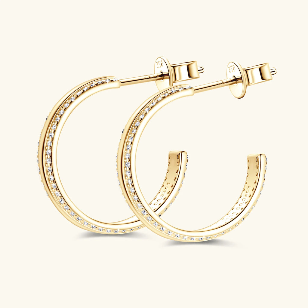 Luxury Moissanite Earrings Open C Shape Diamond Huggie Earrings 18K Gold Plated 925 Sterling Silver Hoop Earring for Women Gifts
