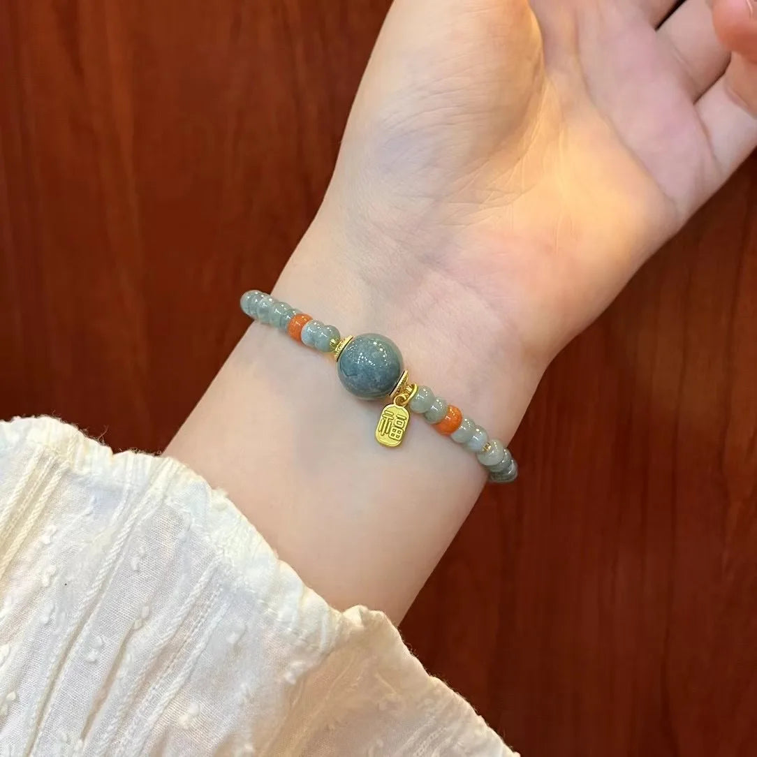 Blue Water Material Jade Plate Beads