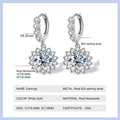 2 Carat Moissanite Pendant Earrings