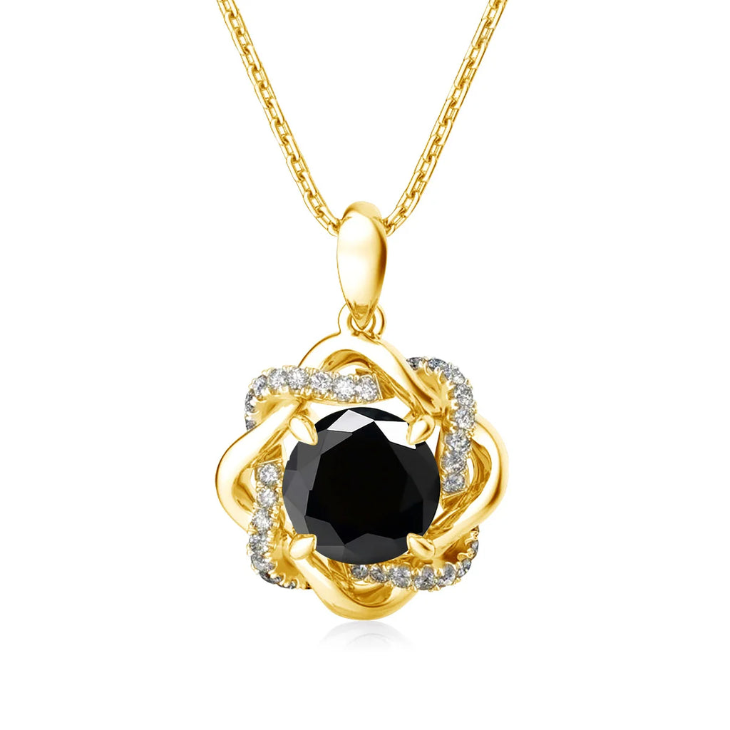 3ct 9mm Black Moissanite Necklace For Women Solid Silver 925