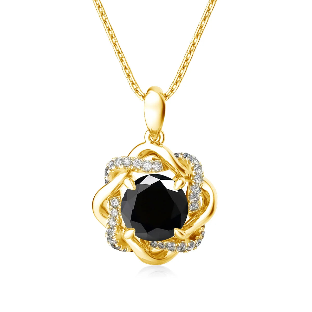 3ct 9mm Black Moissanite Necklace For Women Solid Silver 925