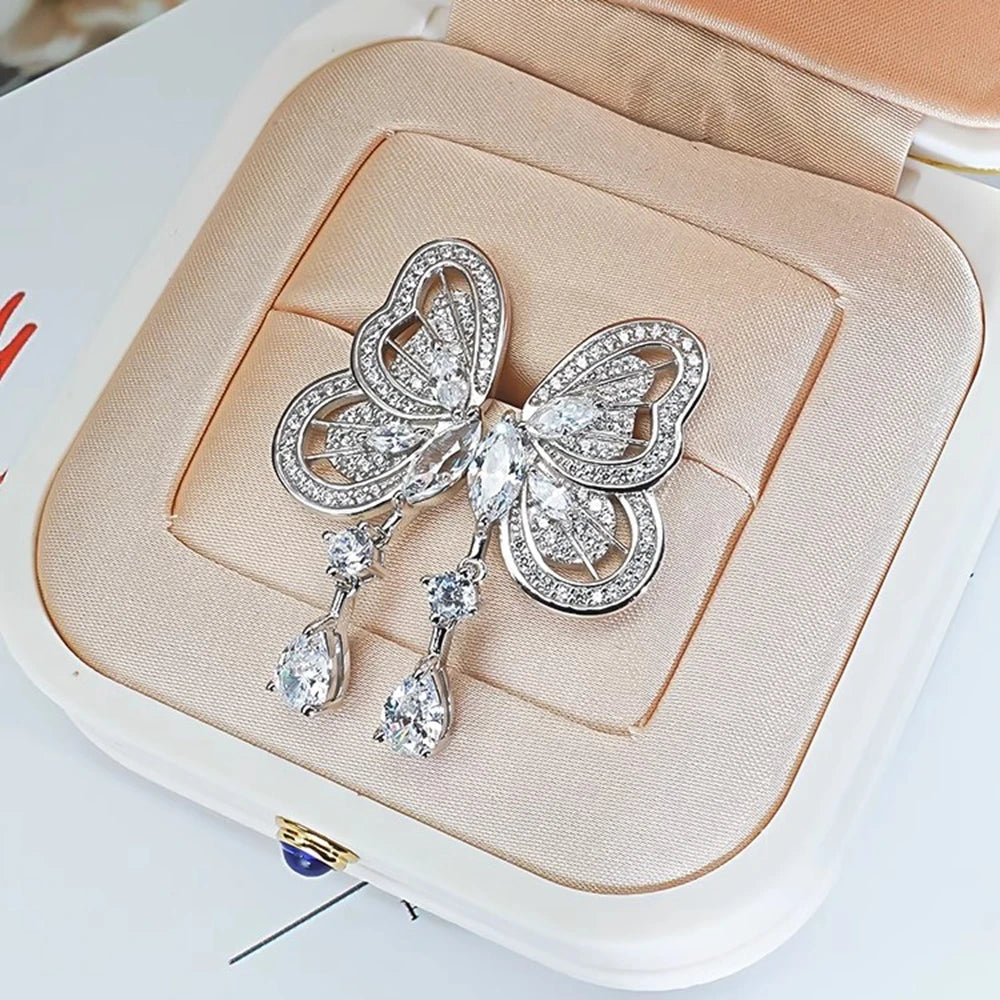 Moissanite Butterfly Drop Earrings