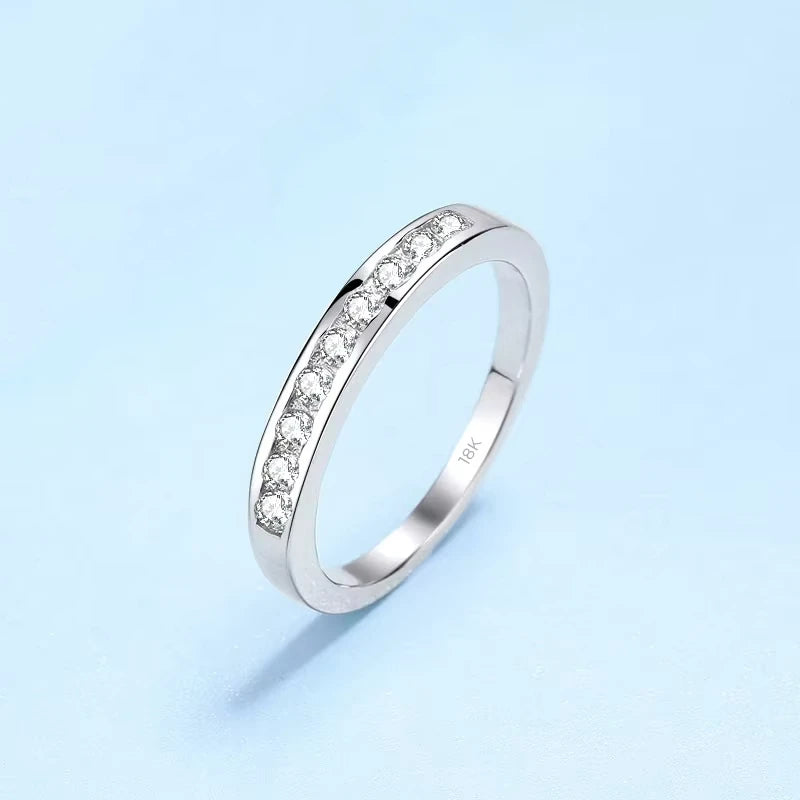 Engagement Women 18K White Gold Wedding Band 0.27CT Moissanite Diamond Girl Birthday Gift Fine Jewelry Daughter Valentine's Day