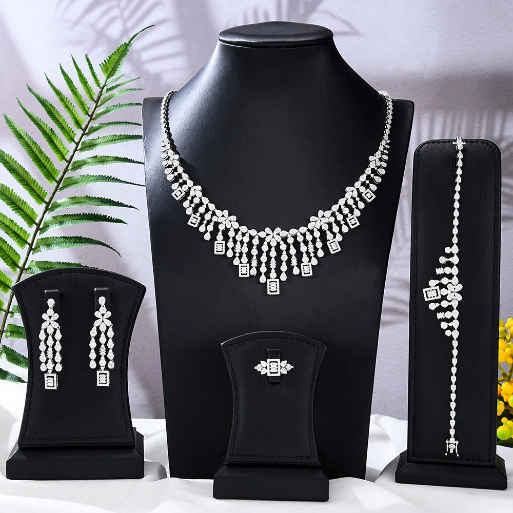 Luxury 4PCS Indian Nigerian Wedding Jewelery Set Gift